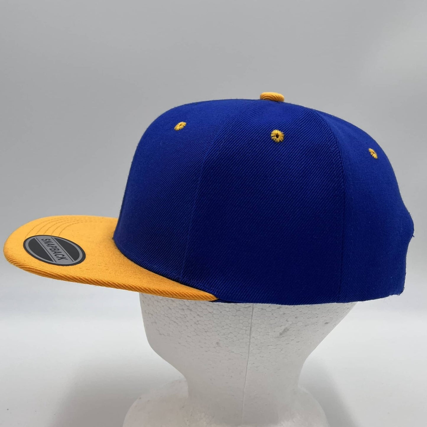 Alpha Omega Cap Plain Poly Snapback Blue and Yellow Lid 12 pack PFS02T02 Cap Hat