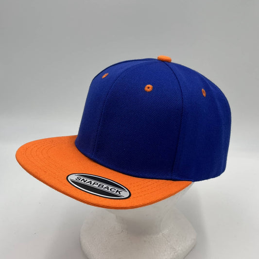 Alpha Omega Cap Plain Poly Snapback Blue and Orange Lid 12 pack PFS02T01 Cap Hat