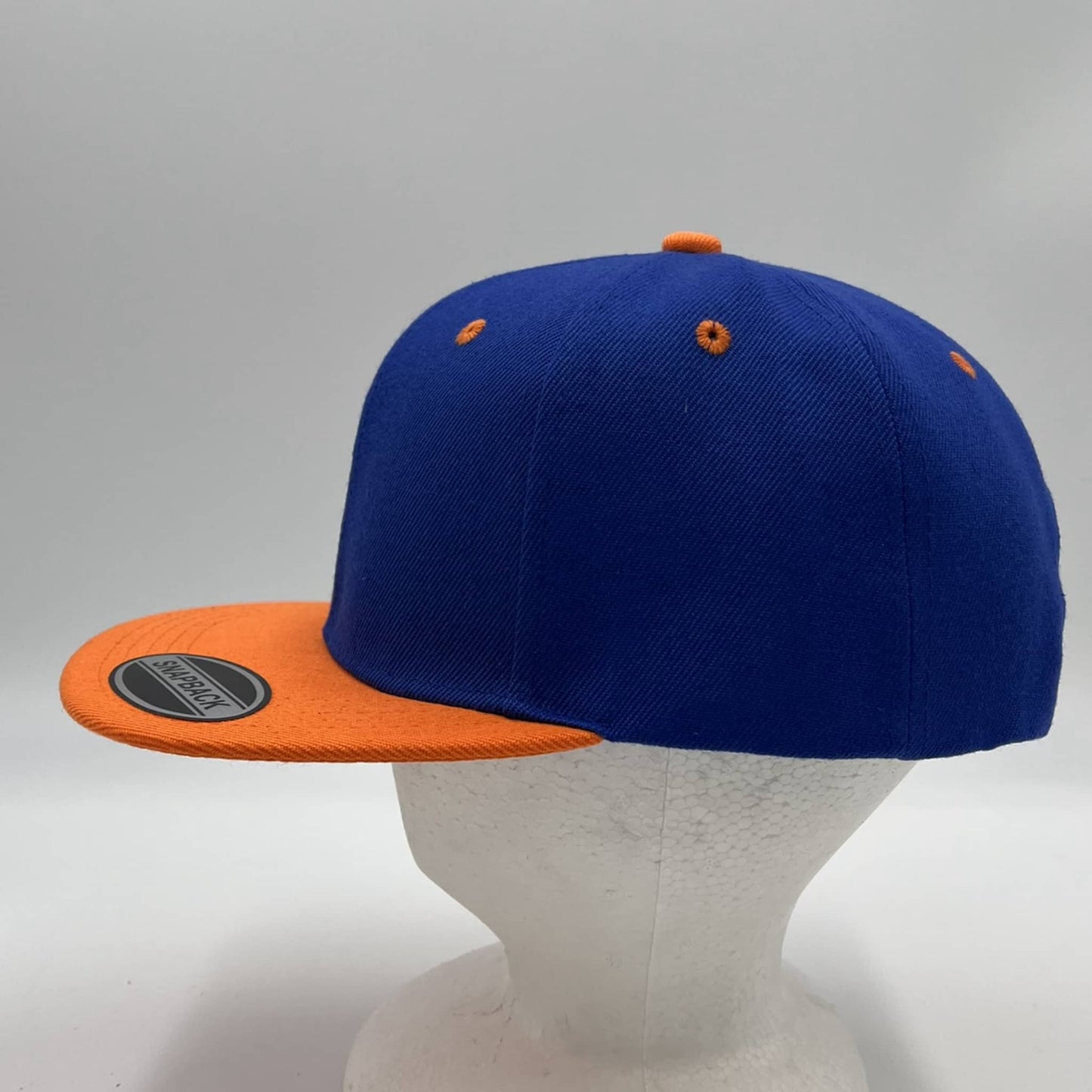 Alpha Omega Cap Plain Poly Snapback Blue and Orange Lid 12 pack PFS02T01 Cap Hat