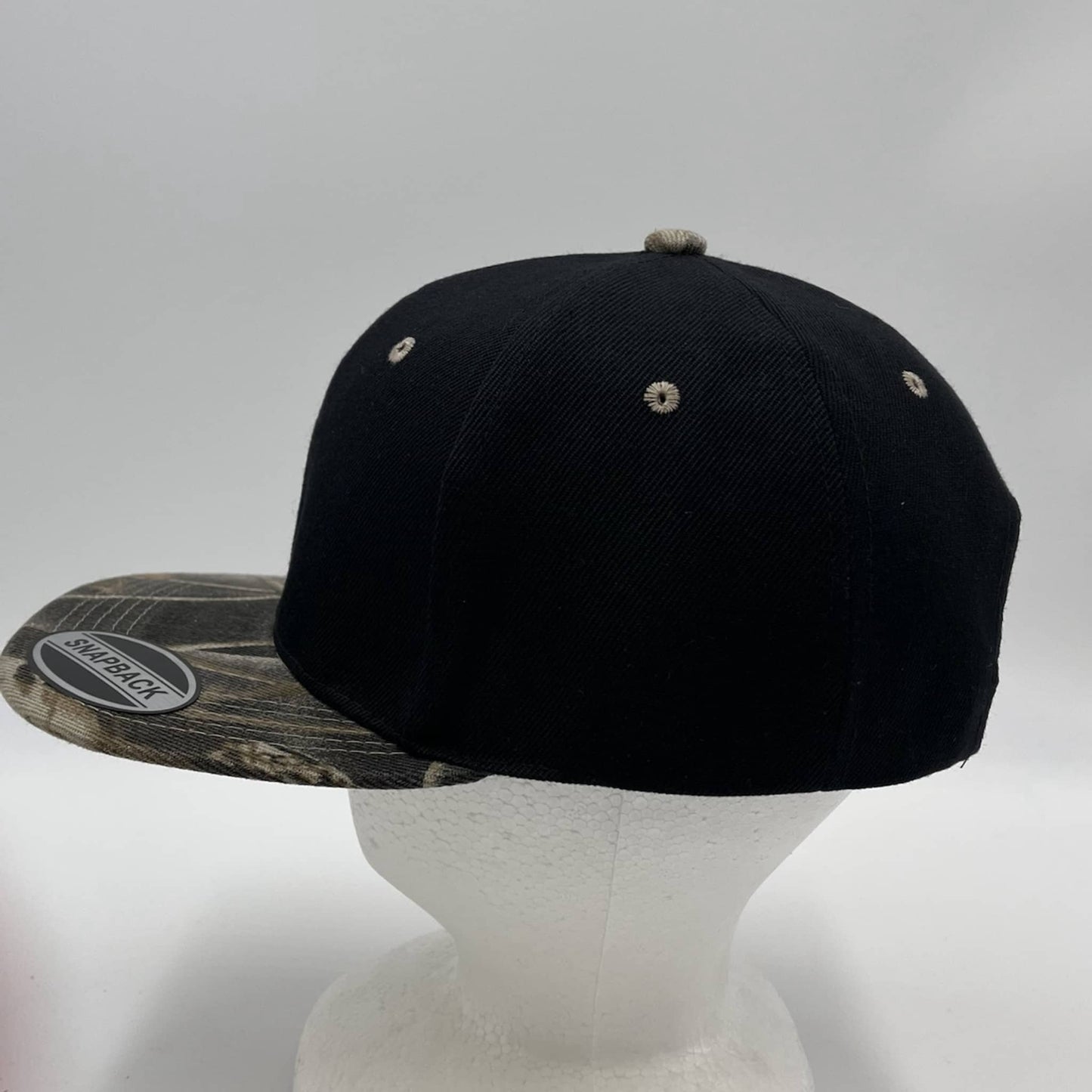Plain Plain Poly Snapback Black and Timber Camo Lid 12 pack PFS02TC1 Cap Hat