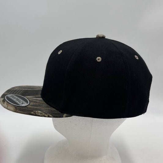 Plain Plain Poly Snapback Black and Timber Camo Lid 12 pack PFS02TC1 Cap Hat
