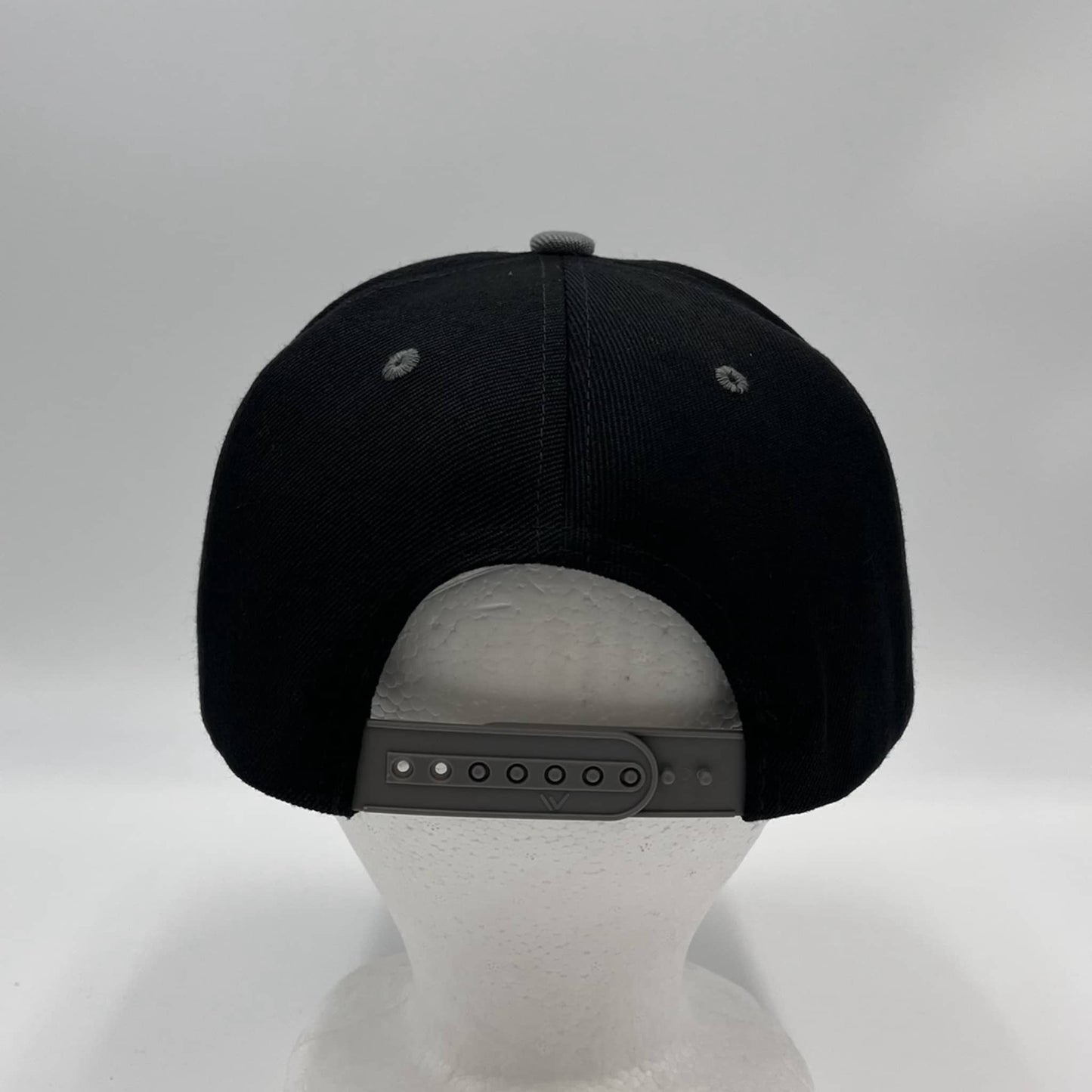 Plain Poly Snapback Black and Dark Gray Eyelets/Bill 12 pack PFS0543 Cap Hat