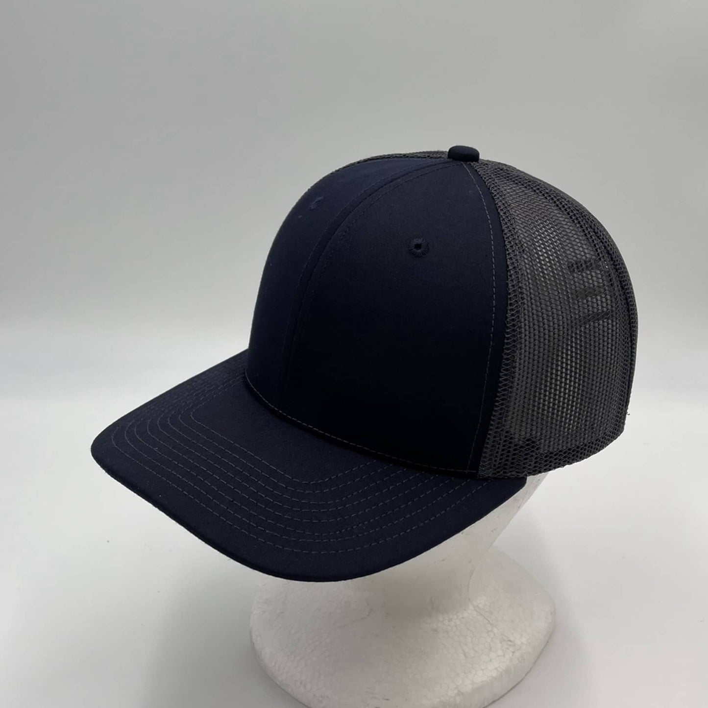 Plain Flat 6P Mesh Trucker Navy Blue and Gray Mesh 12 PACK CF6M1874 Cap Hat