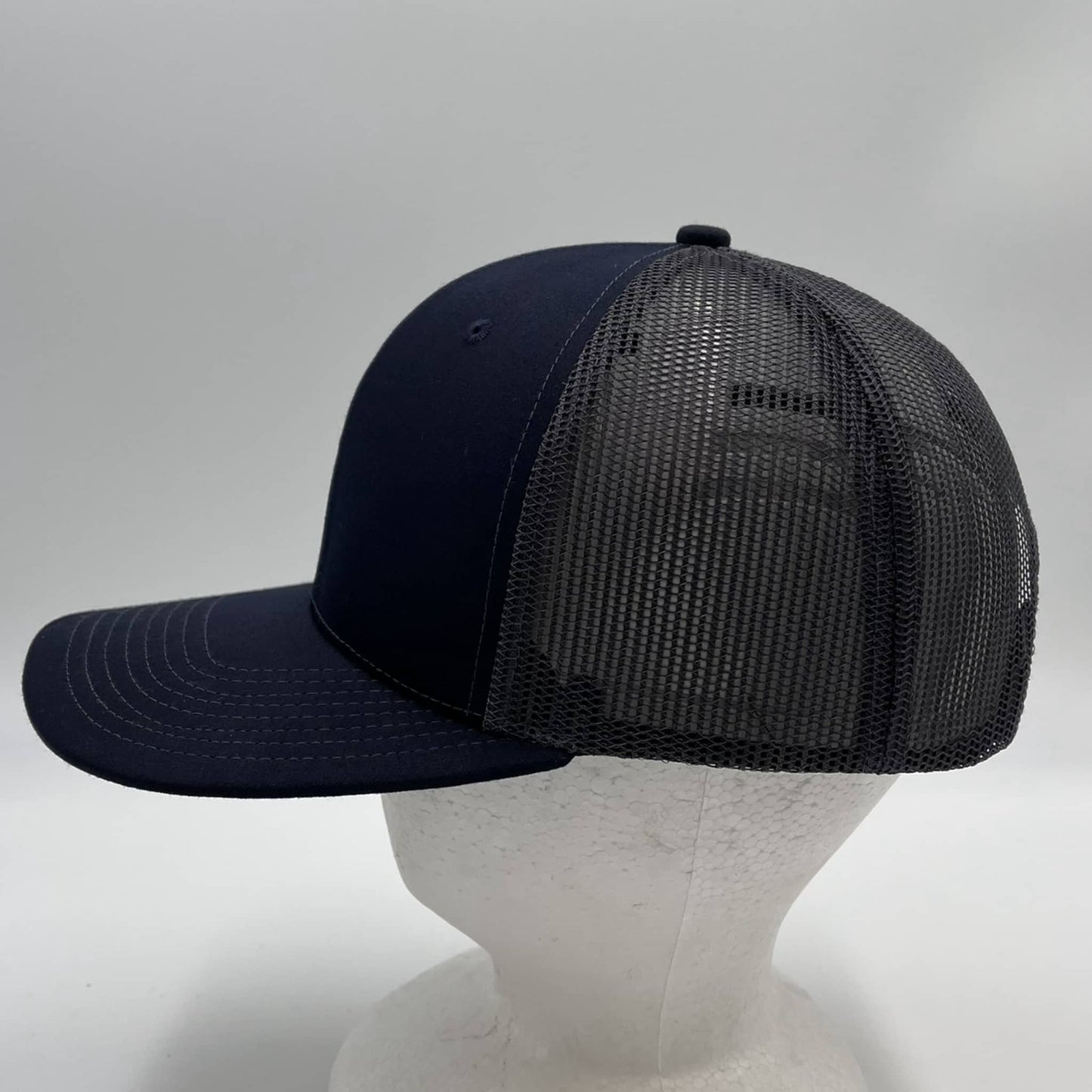 Plain Flat 6P Mesh Trucker Navy Blue and Gray Mesh 12 PACK CF6M1874 Cap Hat