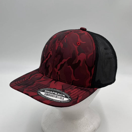 CAMO 6 Panel New Trucker Red Camo and Black Mesh 12 pack NS6TMC7 Cap Hat
