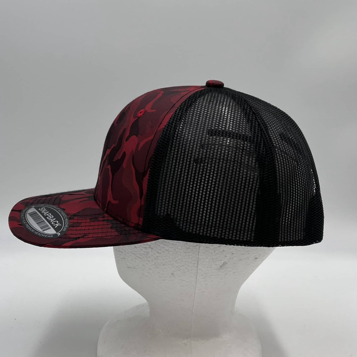 CAMO 6 Panel New Trucker Red Camo and Black Mesh 12 pack NS6TMC7 Cap Hat