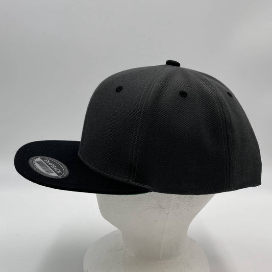 Plain Poly Snapback Dark Gray and Black Eyelets/Bill 12 pack PFS0531 Cap Hat