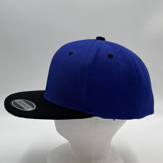 Plain Poly Snapback Blue and Black Lid 12 pack PFS02T20 Cap Hat