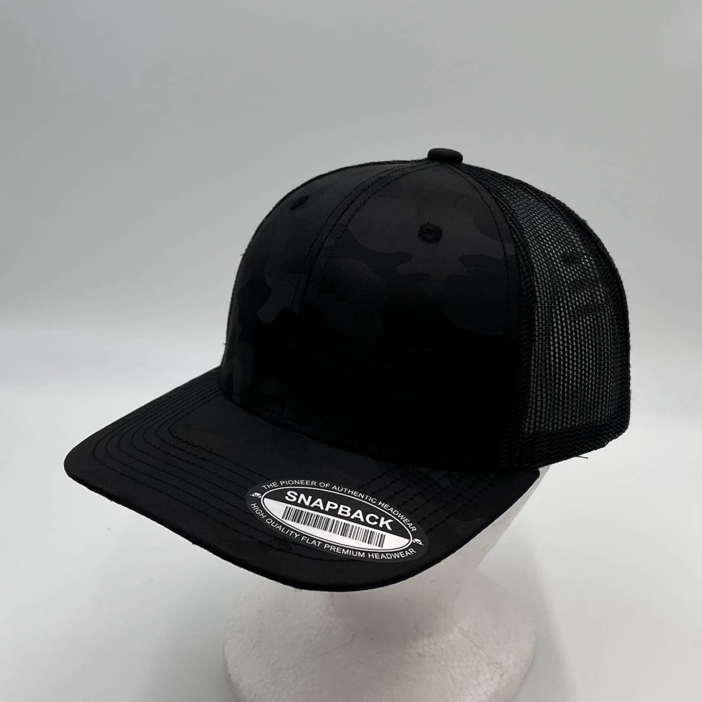 Alpha Omega Cap CAMO 6 Panel New Trucker Black Camo and Black Mesh 12 pack NS6TMC3 Cap Hat