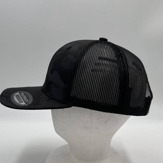 CAMO 6 Panel New Trucker Black Camo and Black Mesh 12 pack NS6TMC3 Cap Hat