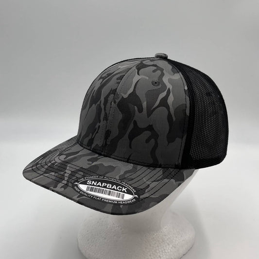 CAMO 6 Panel New Trucker Gray Camo and Black Mesh 12 pack NS6TMC4 Cap Hat