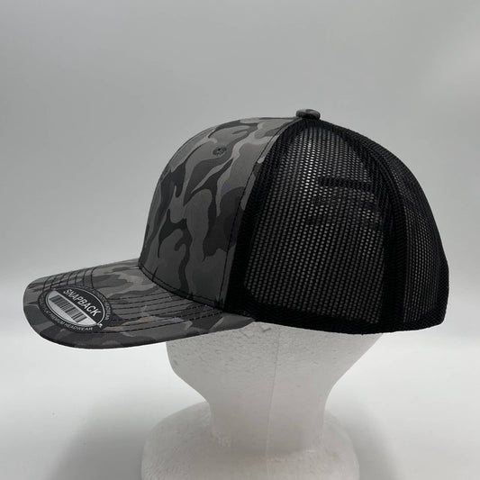 CAMO 6 Panel New Trucker Gray Camo and Black Mesh 12 pack NS6TMC4 Cap Hat