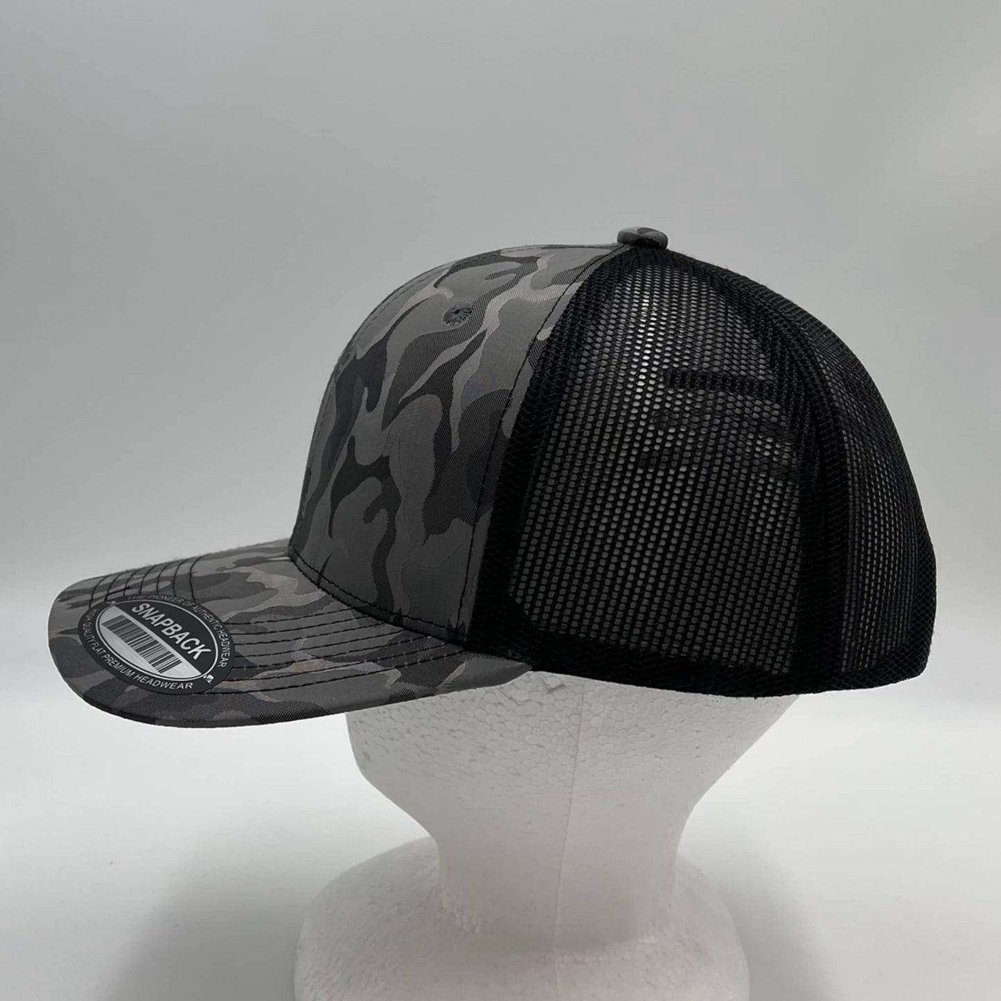 Alpha Omega Cap CAMO 6 Panel New Trucker Gray Camo and Black Mesh 12 pack NS6TMC4 Cap Hat