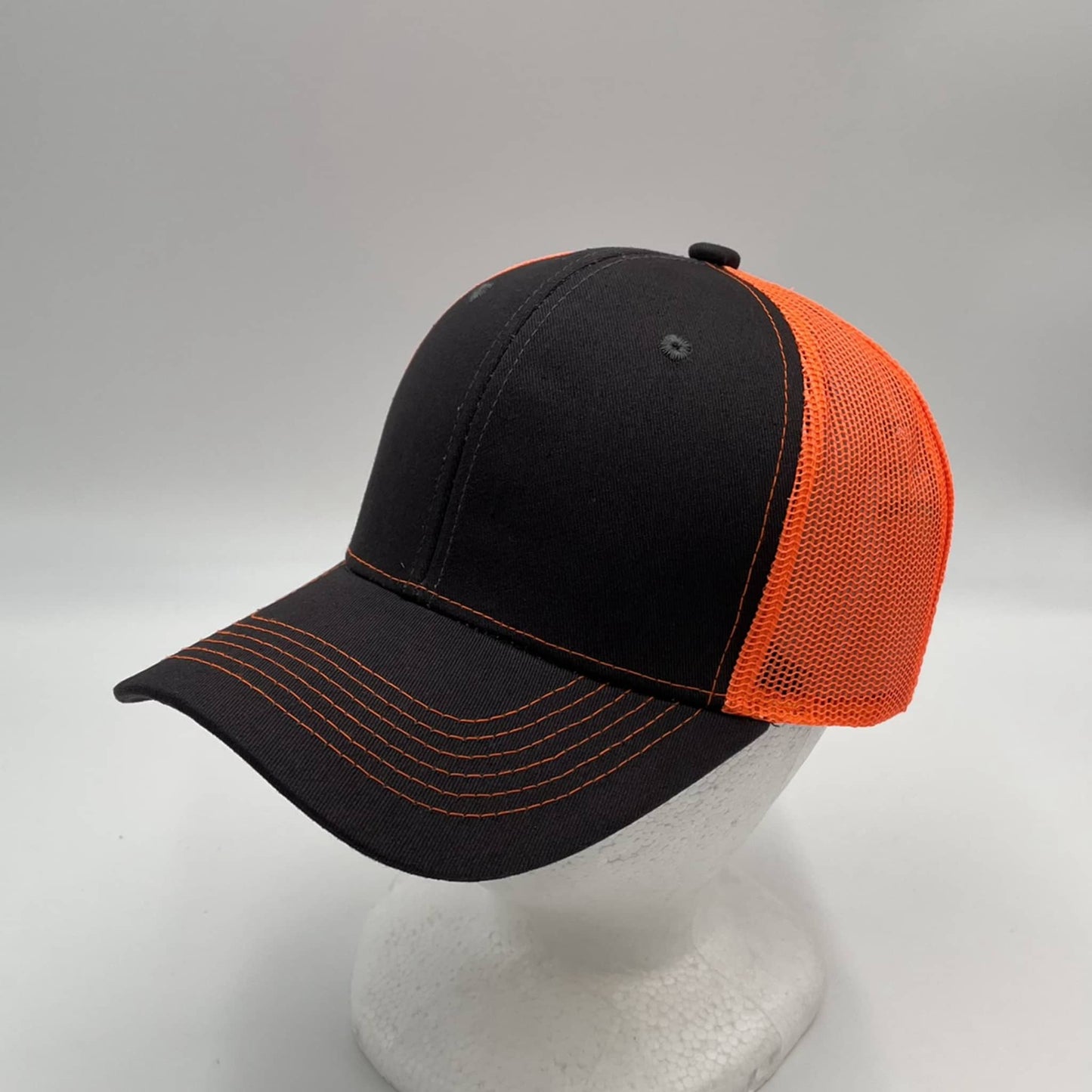 Plain Curve 6 Panel Trucker Gray and Orange Mesh 12 pack CTM1111 Cap Hat