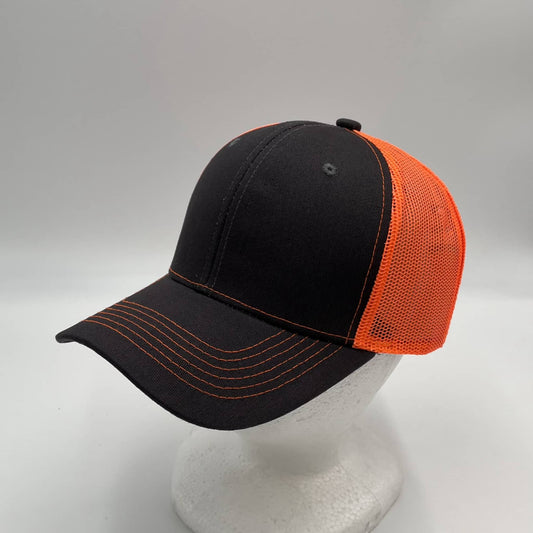 Plain Curve 6 Panel Trucker Gray and Orange Mesh 12 pack CTM1111 Cap Hat