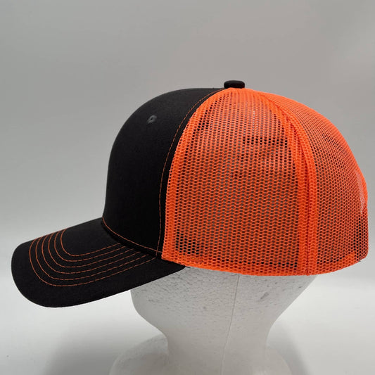 Alpha Omega Cap Plain Curve 6 Panel Trucker Gray and Orange Mesh 12 pack CTM1111 Cap Hat