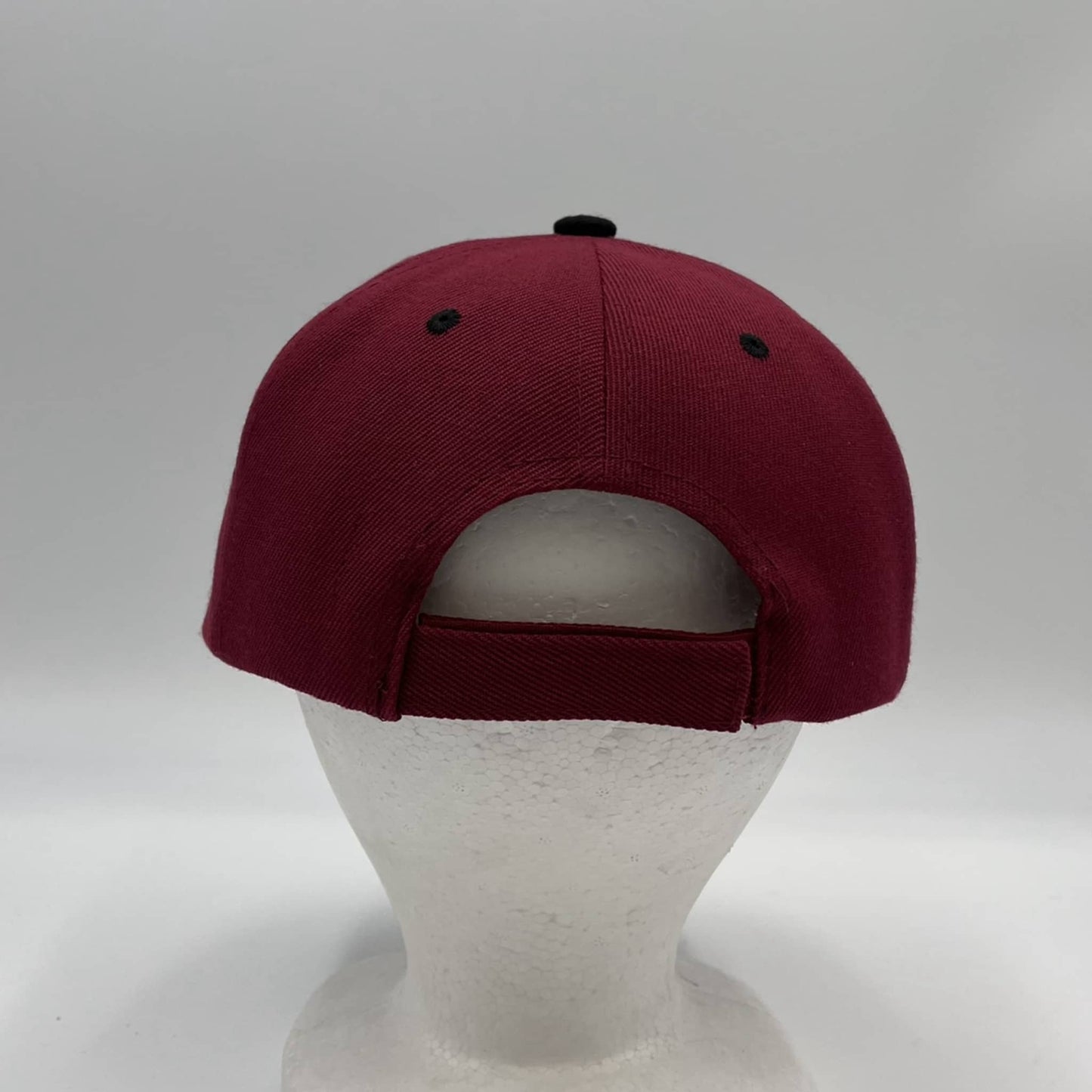 Plain Two Tone Velcro Burgandy and Black Eyelets/Bill 12 pack PCV0229 Cap Hat