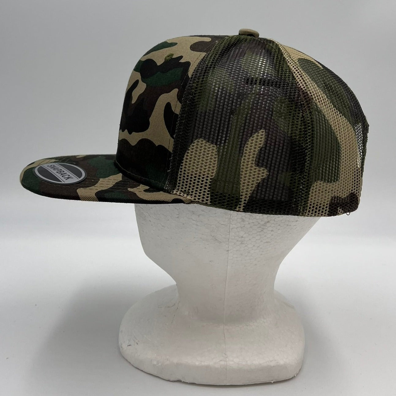 Plain Poly Snapback Camo Green and Camo Green Mesh 12 pack PFS0554 Cap Hat