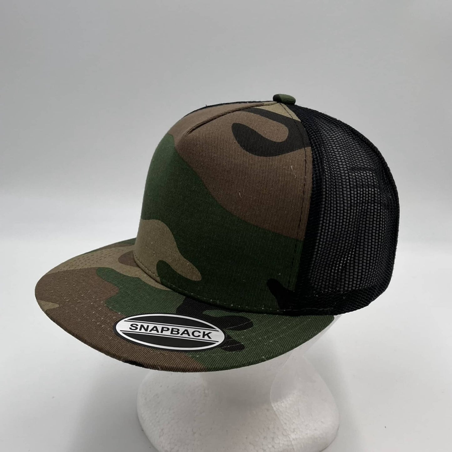 Plain Flat 5P Mesh Trucker Camo and Black Mesh 12 pack CF5M1222 Cap Hat