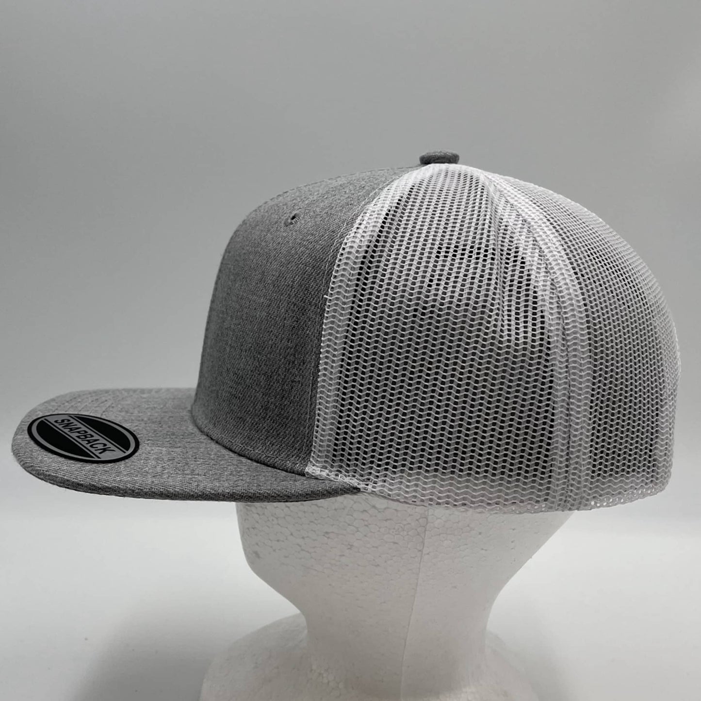 Plain Flat 6P Mesh Trucker Light Gray and White Mesh 12 pack CF6M1872 Cap Hat