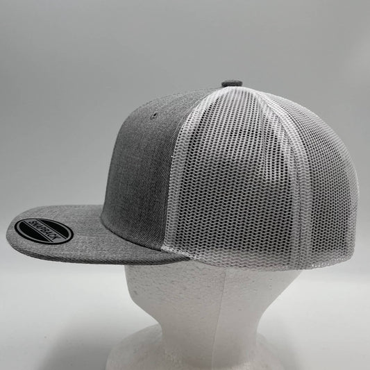 Plain Flat 6P Mesh Trucker Light Gray and White Mesh 12 pack CF6M1872 Cap Hat