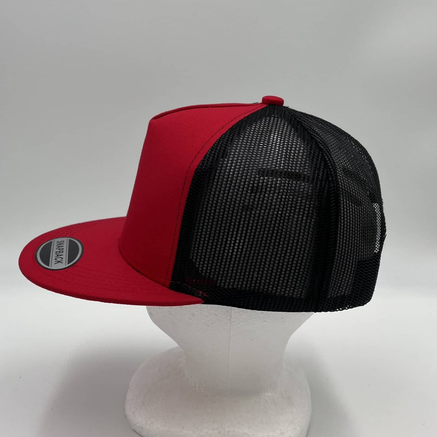Plain Flat 5P Mesh Trucker Red and Black Mesh 12 pack CF5M1203 Cap Hat
