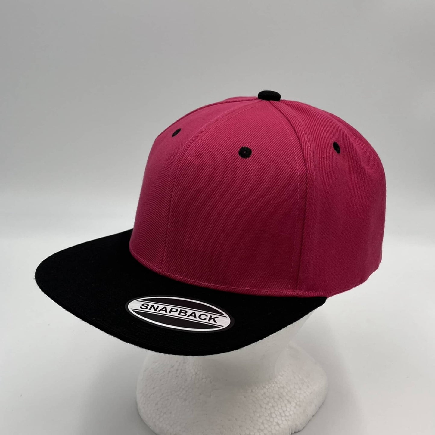 Plain Poly Snapback Pink and Black Lid 12 pack PFS02T22 Cap Hat