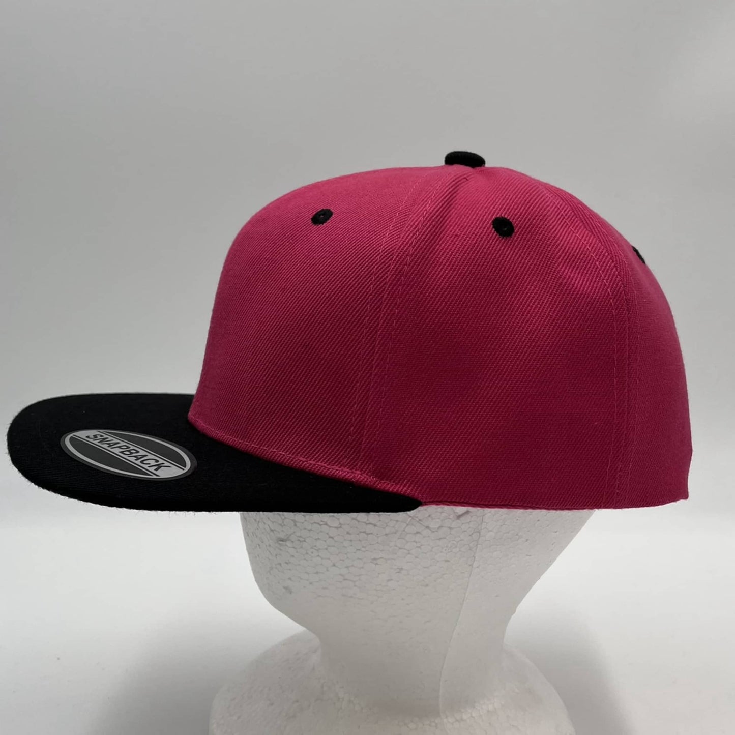 Plain Poly Snapback Pink and Black Lid 12 pack PFS02T22 Cap Hat