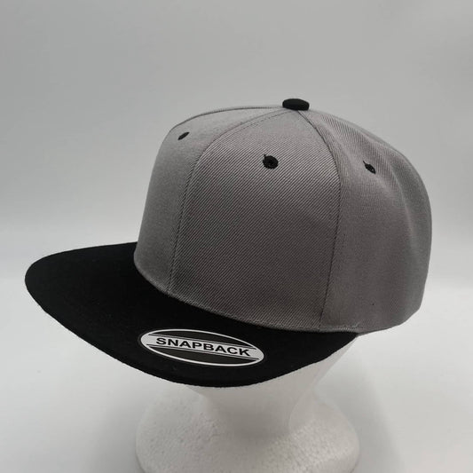 Plain Poly Snapback Light Gray and Black Eyelets/Bill 12 pack PFS0567 Cap Hat