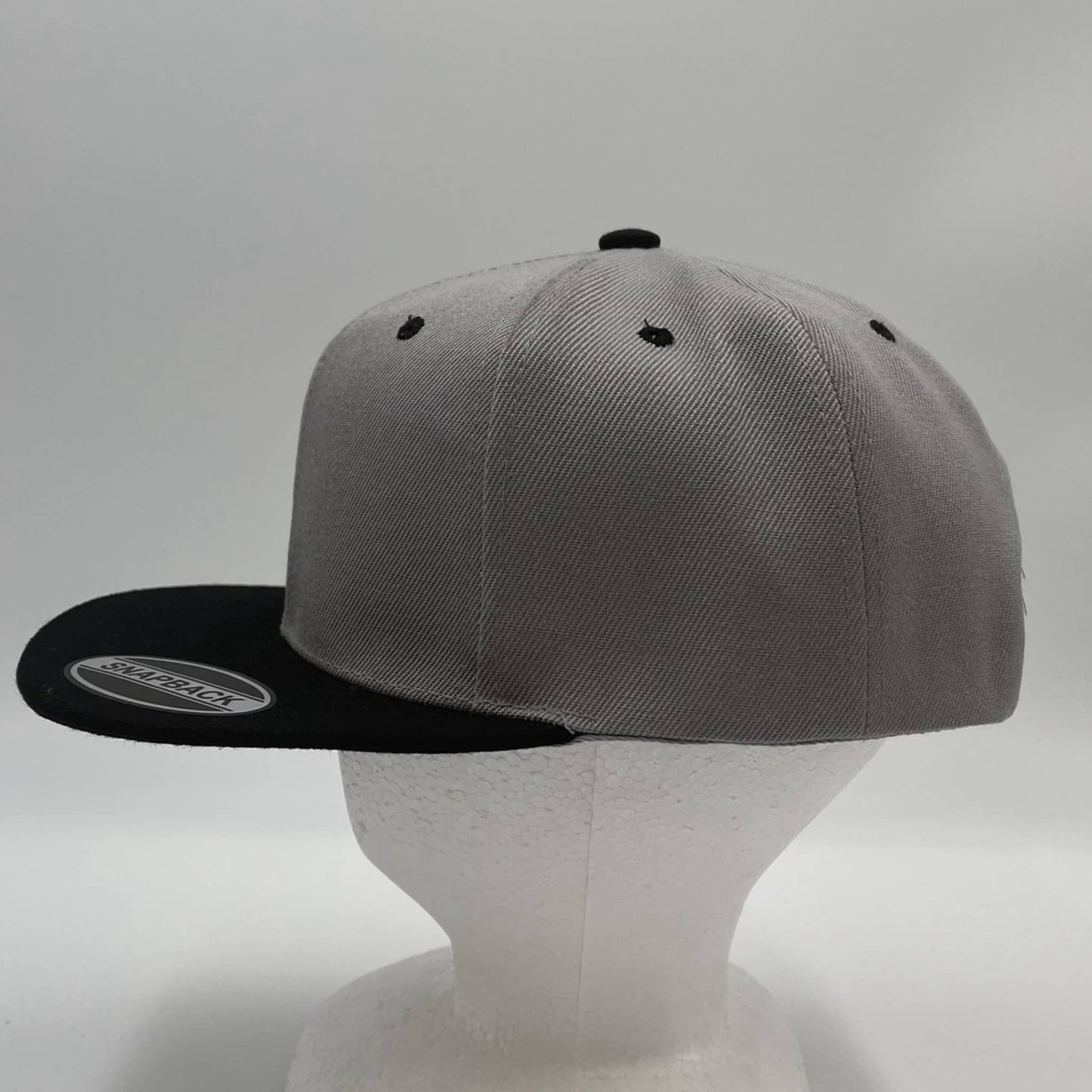 Plain Poly Snapback Light Gray and Black Eyelets/Bill 12 pack PFS0567 Cap Hat