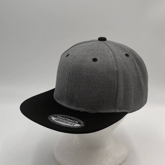 Alpha Omega Cap Plain Poly Snapback Dark Textured Gray and Black Eyelets/Bill 12 pack PFS0565 Cap Hat