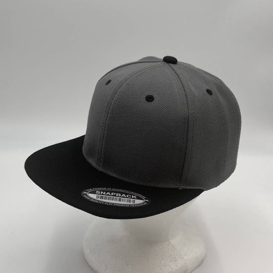 Plain Poly Snapback Gray and Black Eyelets/Bill 12 pack PFS0566 Cap Hat