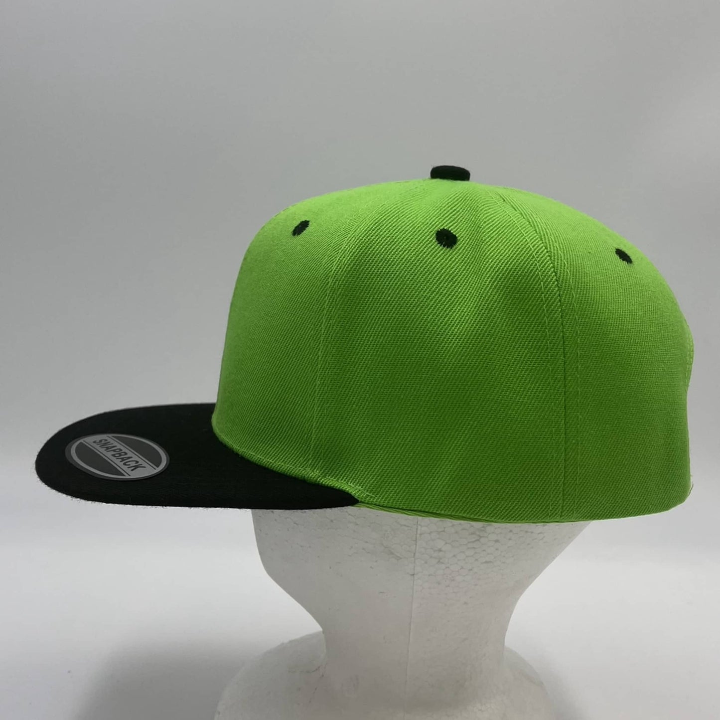 Alpha Omega Cap Plain Poly Snapback Spring Green and Black Eyelets/Bill 12 pack PFS0537 Cap Hat