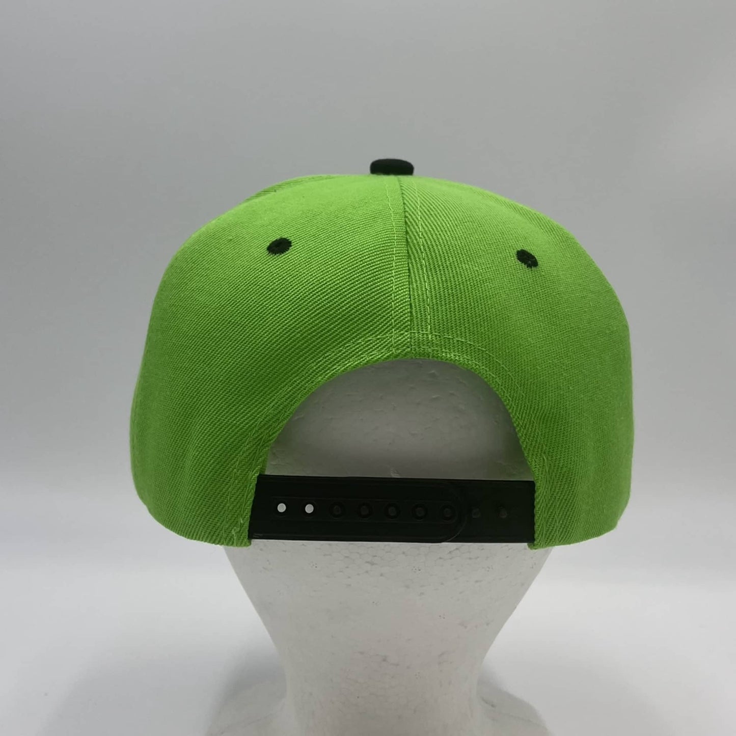 Plain Poly Snapback Spring Green and Black Eyelets/Bill 12 pack PFS0537 Cap Hat