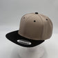 Plain Poly Snapback Tan and Black Eyelets/Bill 12 pack PFS0536 Cap Hat