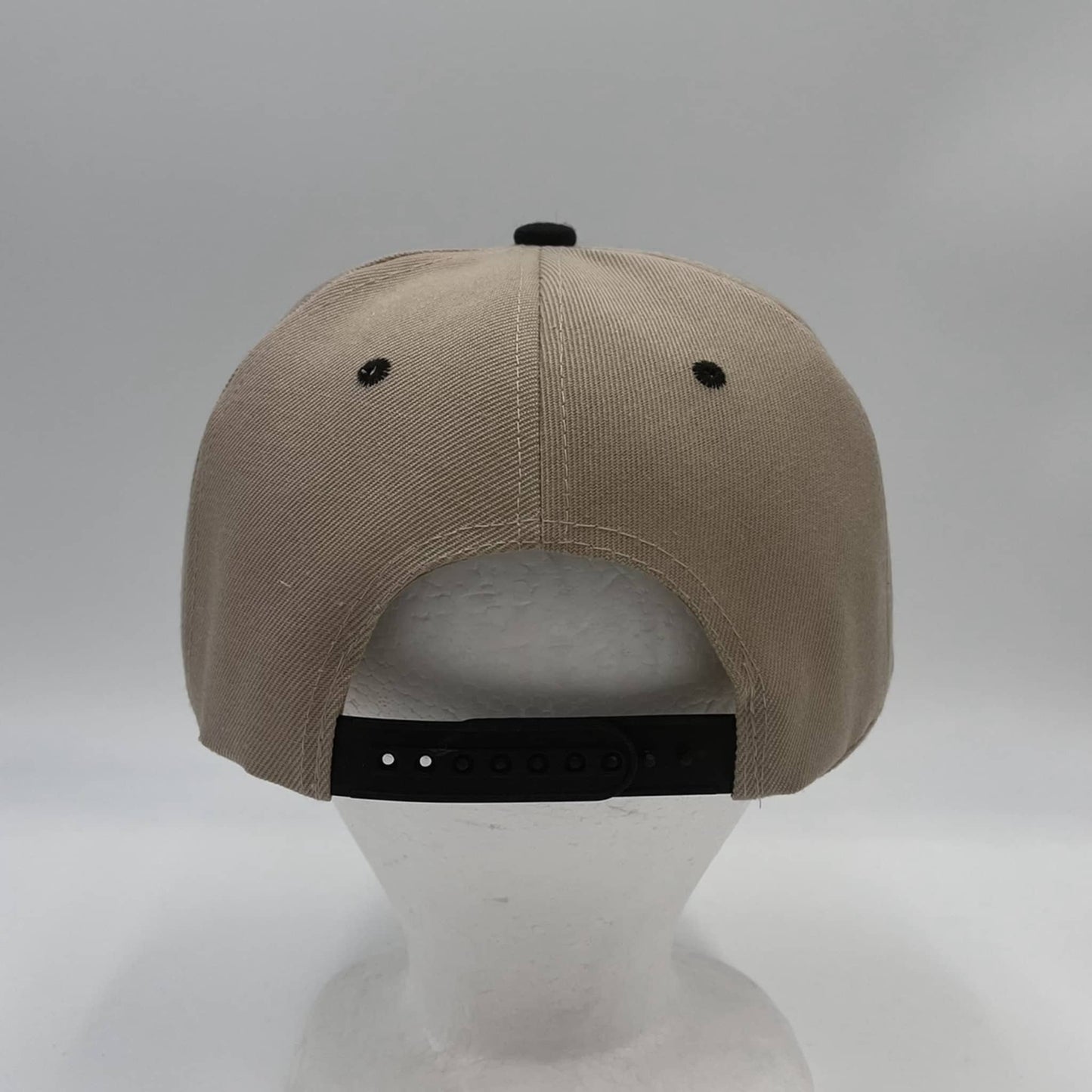 Plain Poly Snapback Tan and Black Eyelets/Bill 12 pack PFS0536 Cap Hat