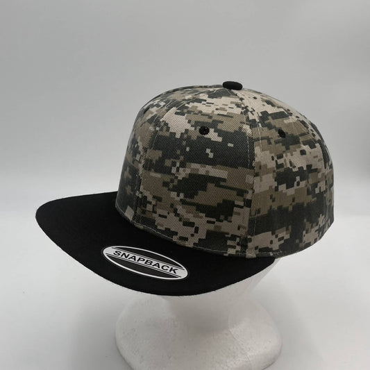 Alpha Omega Cap Plain Poly Snapback Digital Camo and Black Eyelets/Bill PFS0538 Cap Hat