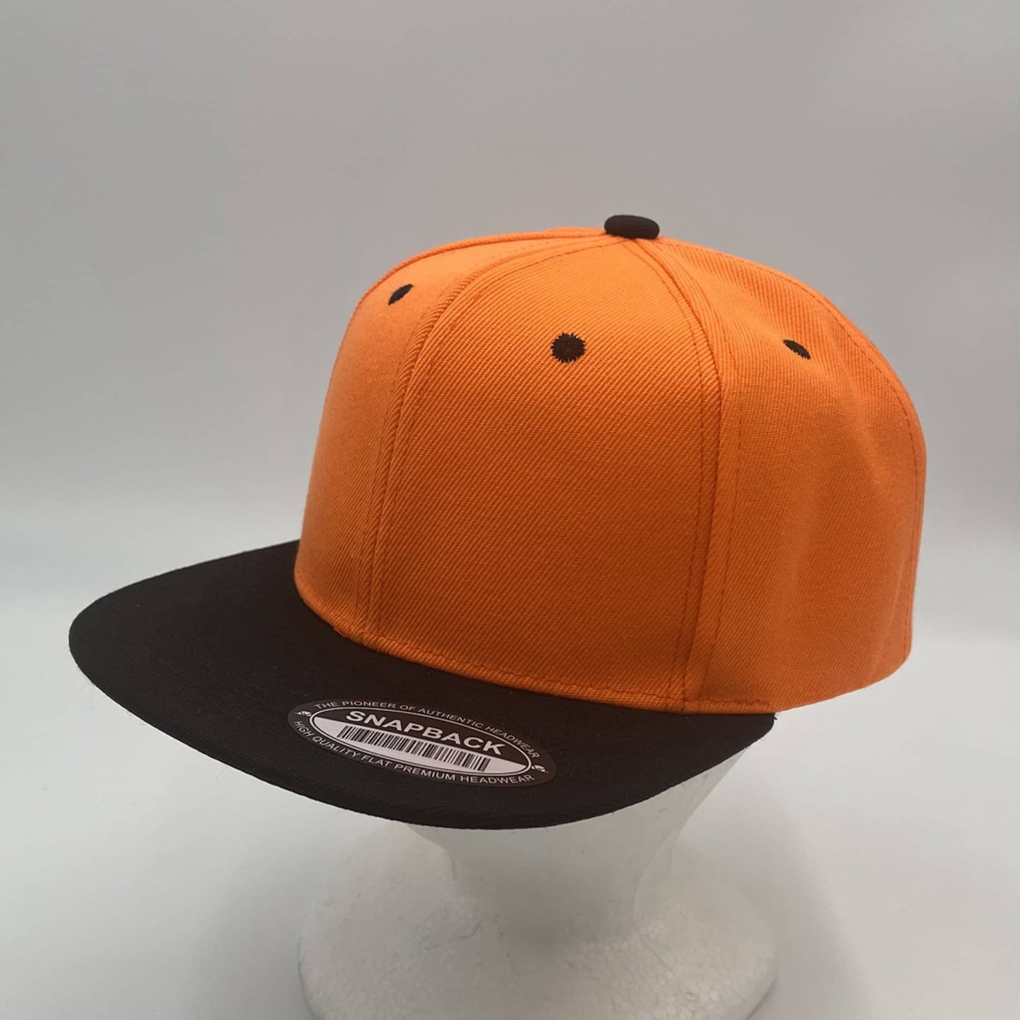 Plain Poly Snapback Orange and Black Eyelets/Bill 12 pack PFS0539 Cap Hat