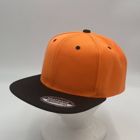Plain Poly Snapback Orange and Black Eyelets/Bill 12 pack PFS0539 Cap Hat