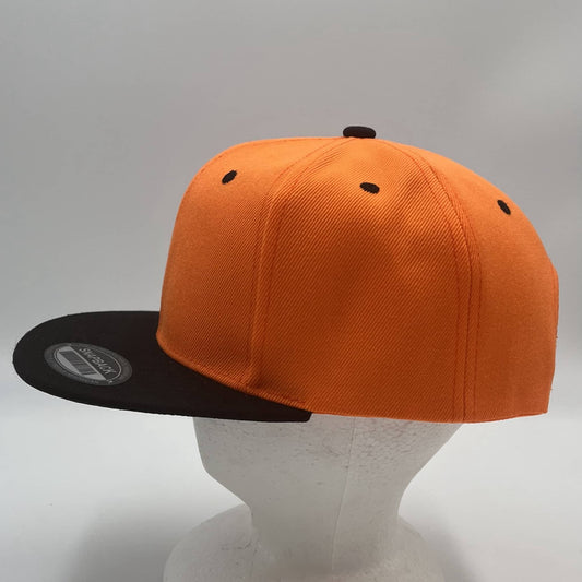 Alpha Omega Cap Plain Poly Snapback Orange and Black Eyelets/Bill 12 pack PFS0539 Cap Hat