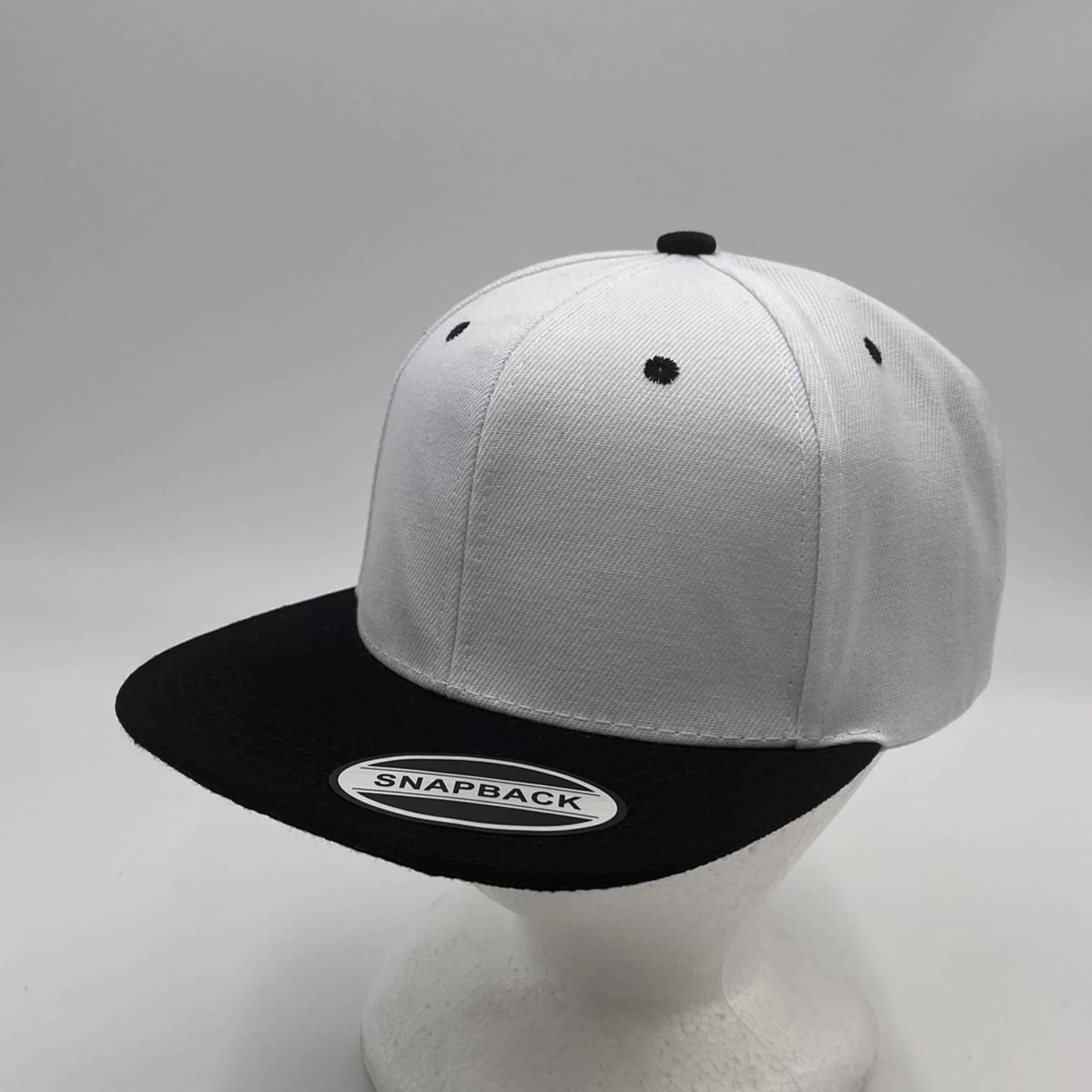 Plain Poly Snapback White and Black Lid 12 pack PFS02T19 Cap Hat