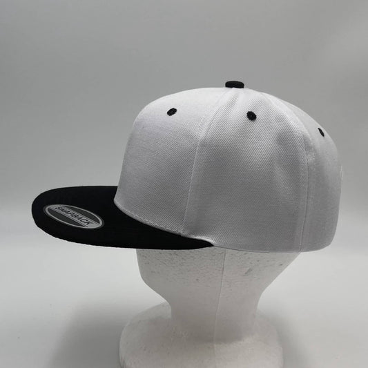 Plain Poly Snapback White and Black Lid 12 pack PFS02T19 Cap Hat