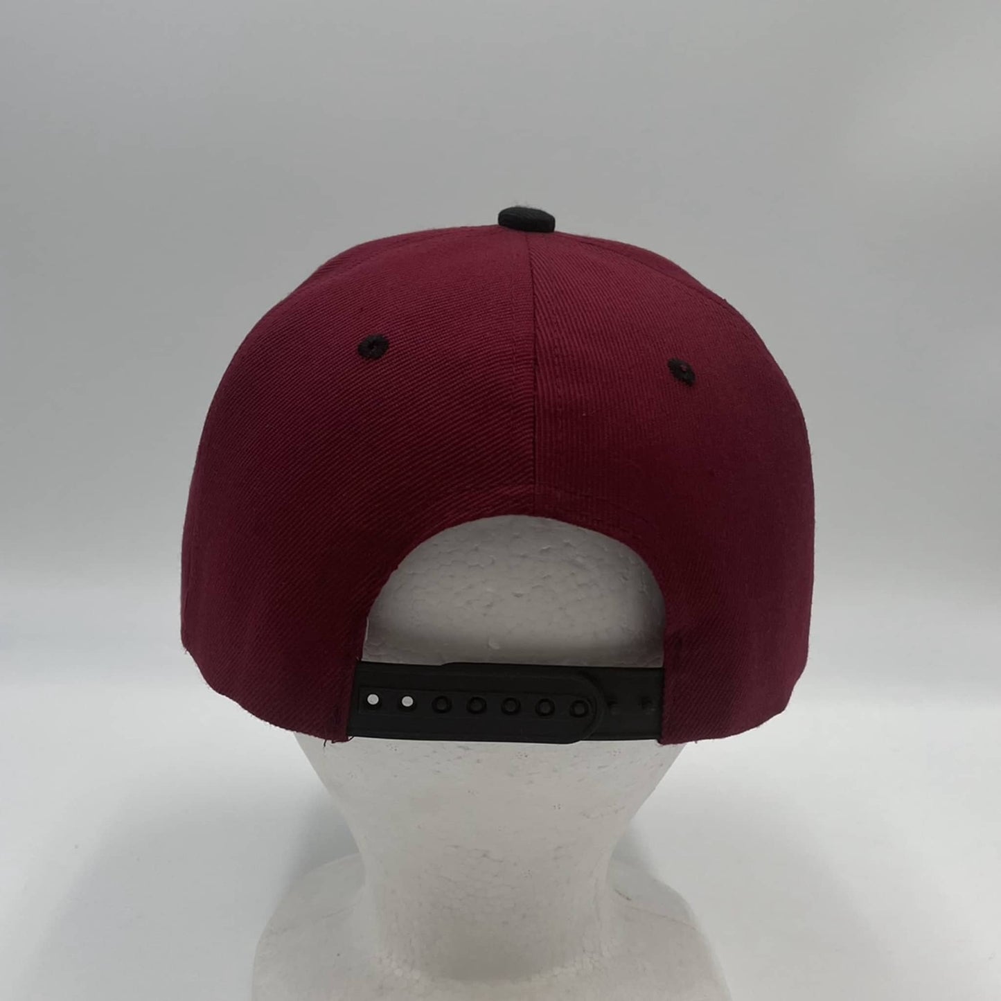 Alpha Omega Cap Plain Poly Snapback Burgandy and Black Eyelets/Bill 12 pack PFS0533 Cap Hat