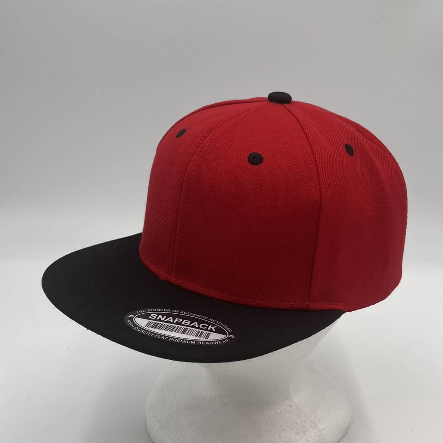 Plain Poly Snapback Red and Black Lid 12 pack PFS02T15 Cap Hat
