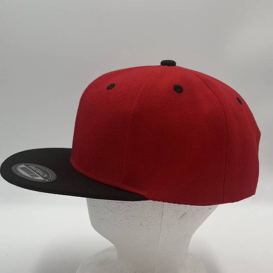 Plain Poly Snapback Red and Black Lid 12 pack PFS02T15 Cap Hat
