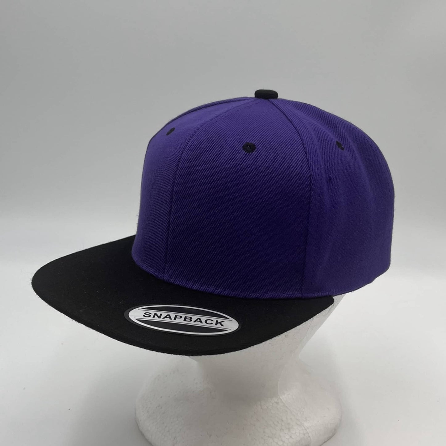 Alpha Omega Cap Plain Poly Snapback Purple and Black Lid 12 pack PFS02T21 Cap Hat