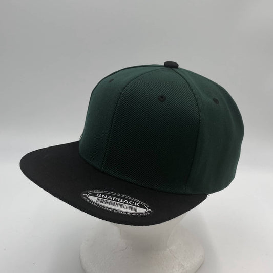 Plain Poly Snapback Forest Green and Black Eyelets/Bill 12 pack PFS0534 Cap Hat