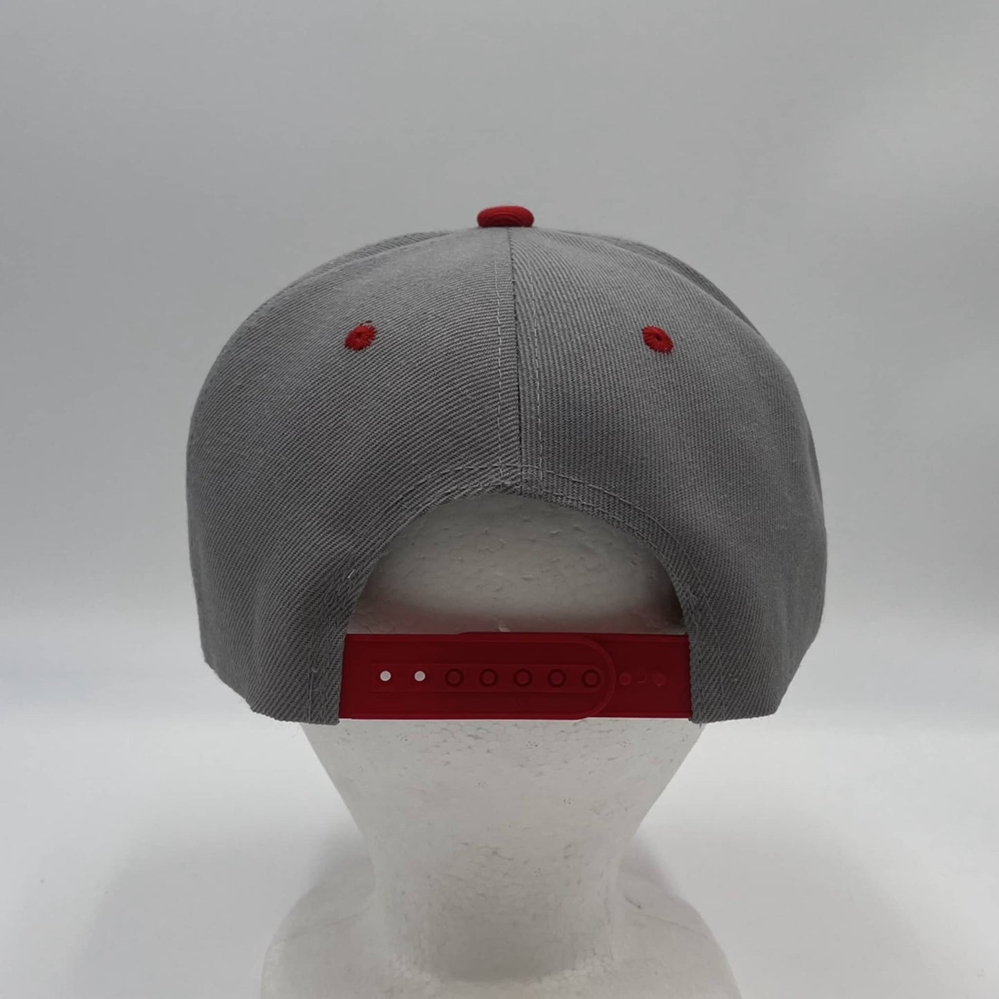 Alpha Omega Cap Plain Poly Snapback Light Gray and Red Lid 12cpack PFS02T05 Cap Hat