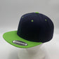 Plain Poly Snapback Navy Blue and Neon Green Lid 12 pack PFS02T13 Cap Hat