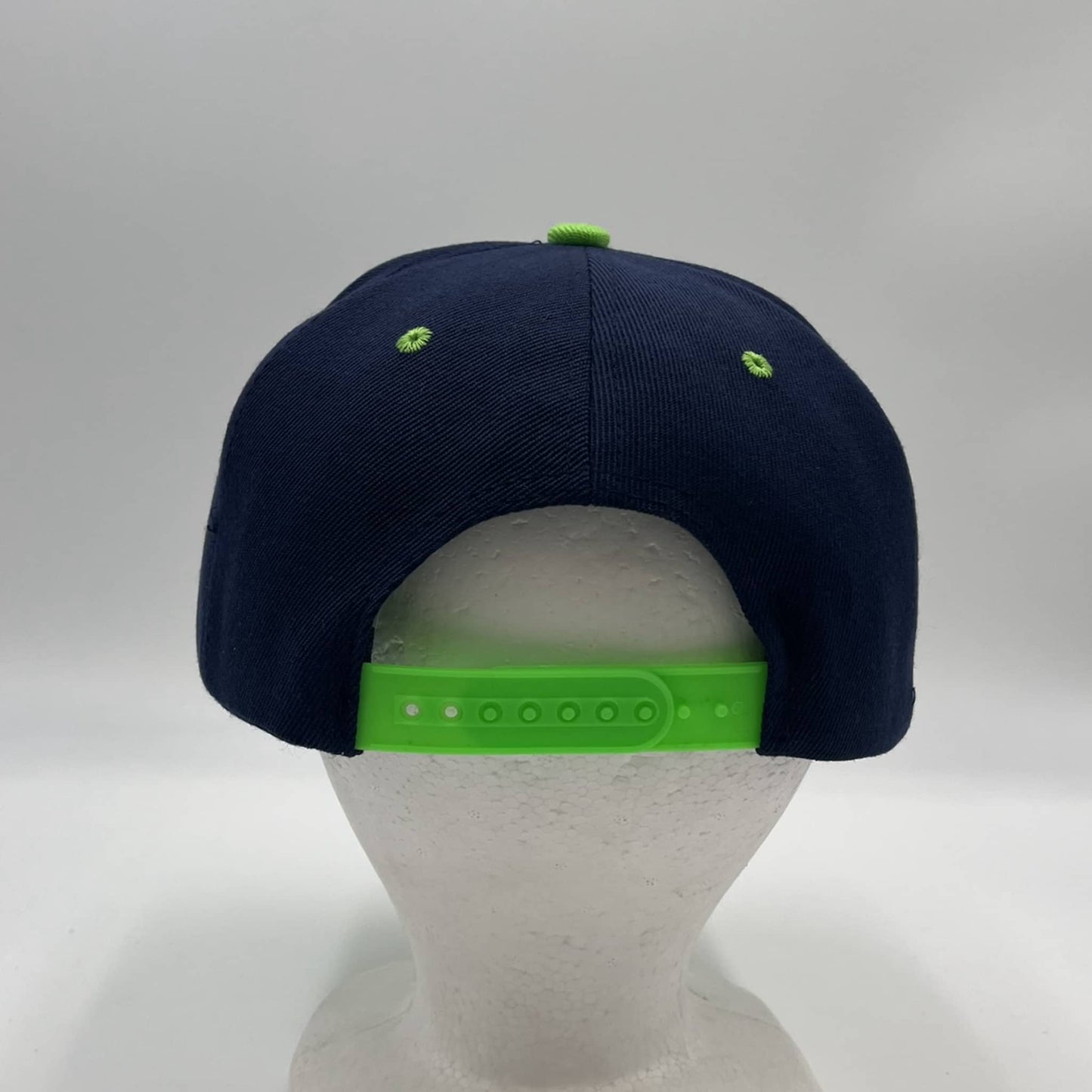 Plain Poly Snapback Navy Blue and Neon Green Lid 12 pack PFS02T13 Cap Hat